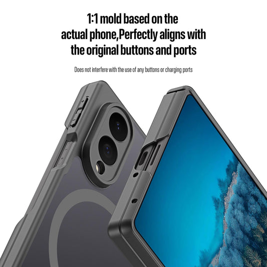 Samsung Z Fold8 Skin Feel Smoke, Dual Central Axis Magsafe Case with Hinge Protection - Black