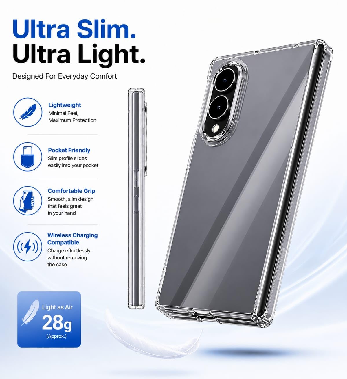Samsung Z Fold8 Transparent Case, Crystal Clear Anti-Yellowing Back Cover