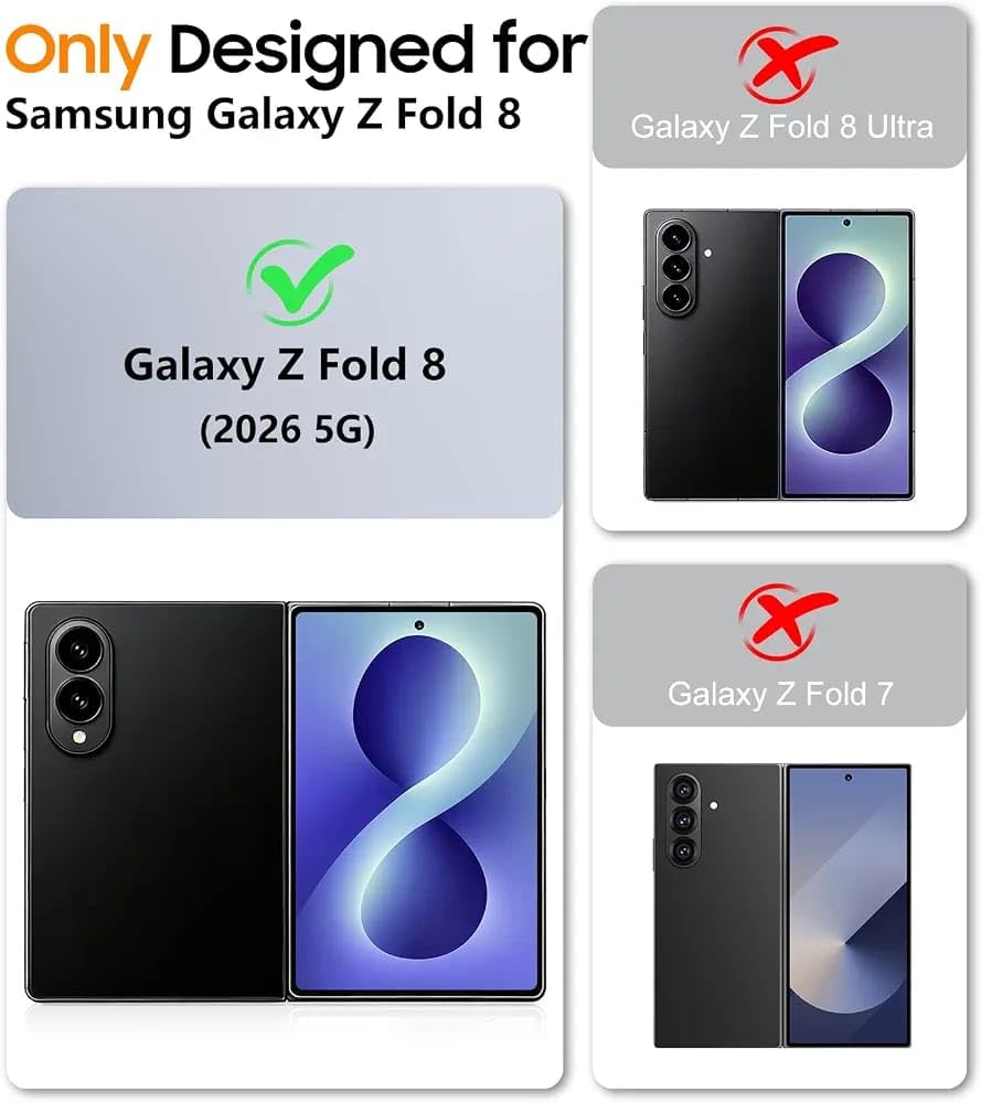 Samsung Z Fold8 Transparent Case, Crystal Clear Anti-Yellowing Back Cover
