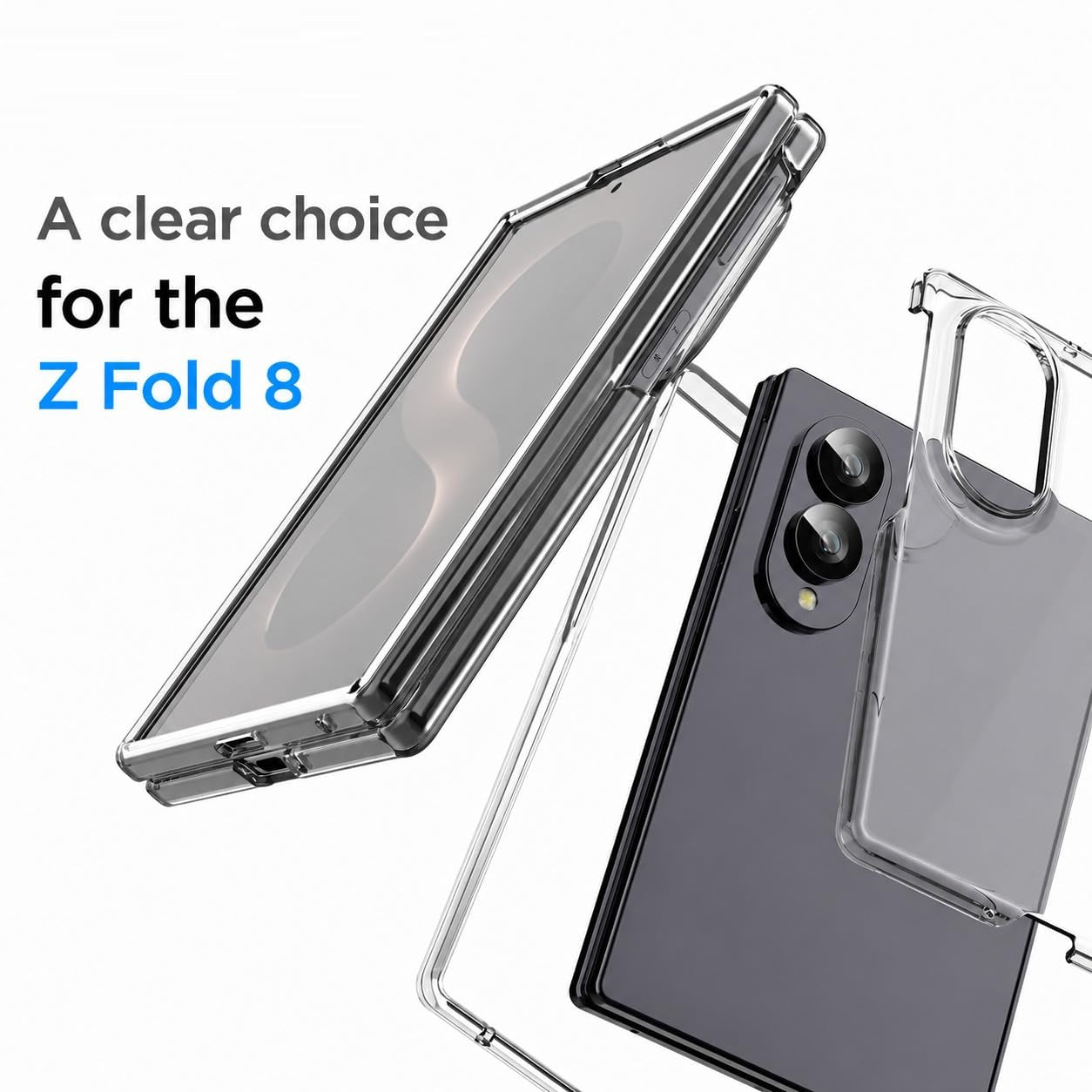 Samsung Z Fold8 Transparent Case, Crystal Clear Anti-Yellowing Back Cover