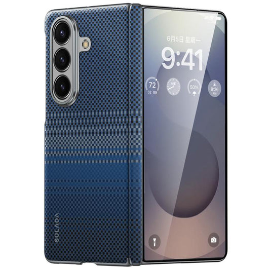 Samsung Z Fold8 Ultra Sulada Carbon Case, Kevlar Woven Carbon Texture Magnetic Cover with Hinge Protection Magsafe (No Front) - Moonrise