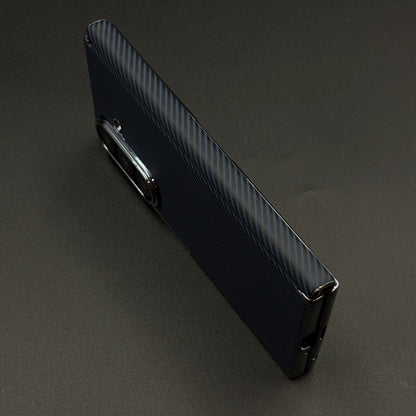 Samsung Galaxy Z Fold8 Ultra Leather Carbon Texture Case with Hinge Protection & inbuilt Front Glass - Blue