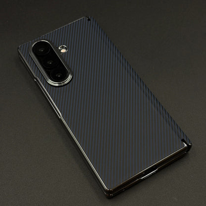 Samsung Galaxy Z Fold8 Ultra Leather Carbon Texture Case with Hinge Protection & inbuilt Front Glass - Blue
