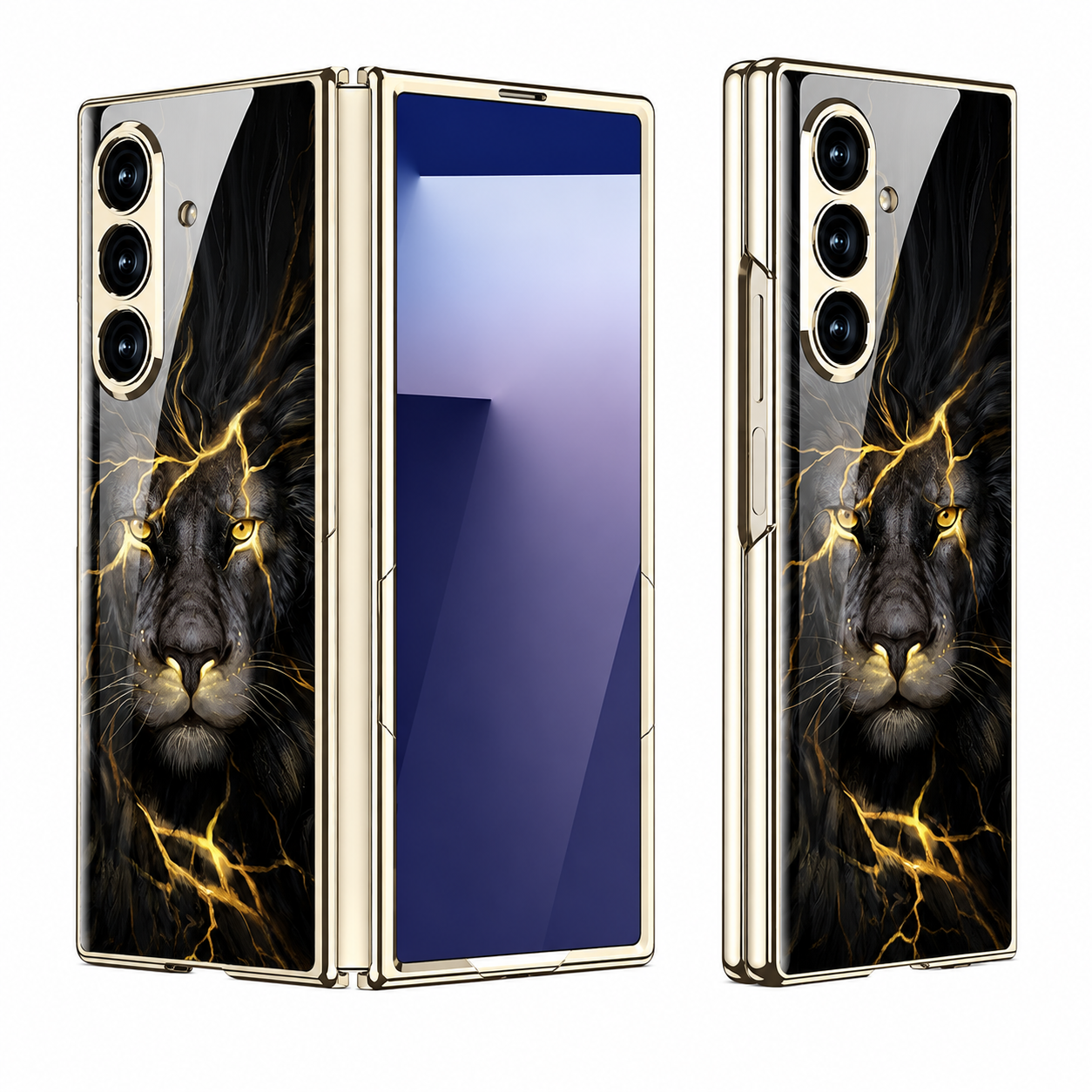 Samsung Z Fold8 Ultra GKK Lion Glass Case, Shockproof 9H Hardness Slim Fit Back Cover - Black