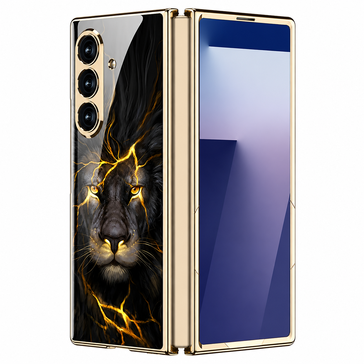Samsung Z Fold8 Ultra GKK Lion Glass Case, Shockproof 9H Hardness Slim Fit Back Cover - Black