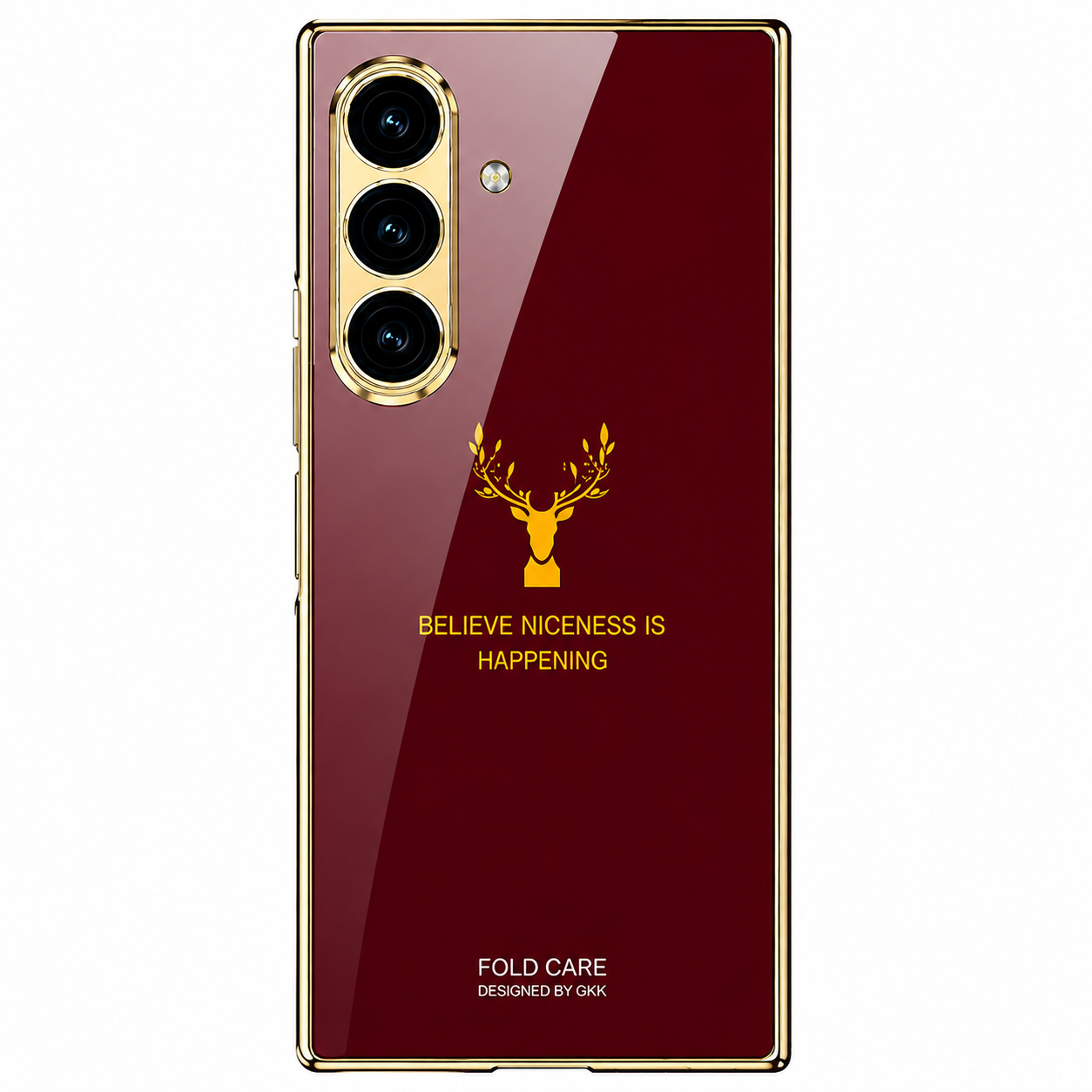 Samsung Z Fold8 Ultra GKK Deer Glass Case, Shockproof 9H Hardness Slim Fit Back Cover - Wine