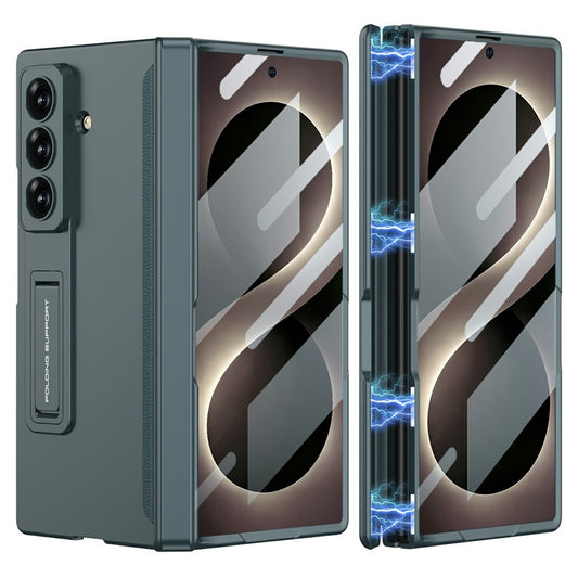 Samsung Z Fold8 Ultra GKK Hard PC Matte Kickstand Case, Inbuilt Front Glass with Magnetic Hinge Protection - Green