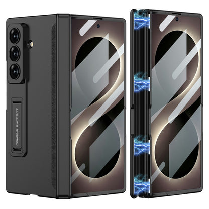 Samsung Z Fold8 Ultra GKK Hard PC Matte Kickstand Case, Inbuilt Front Glass with Magnetic Hinge Protection - Black