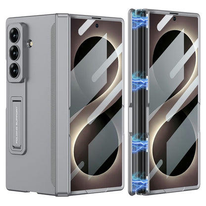 Samsung Z Fold8 Ultra GKK Hard PC Matte Kickstand Case, Inbuilt Front Glass with Magnetic Hinge Protection - Grey