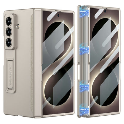 Samsung Z Fold8 Ultra GKK Hard PC Matte Kickstand Case, Inbuilt Front Glass with Magnetic Hinge Protection - Titanium