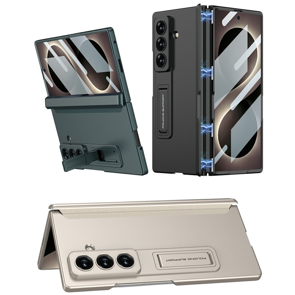 Samsung Z Fold8 Ultra GKK Hard PC Matte Kickstand Case, Inbuilt Front Glass with Magnetic Hinge Protection - Titanium