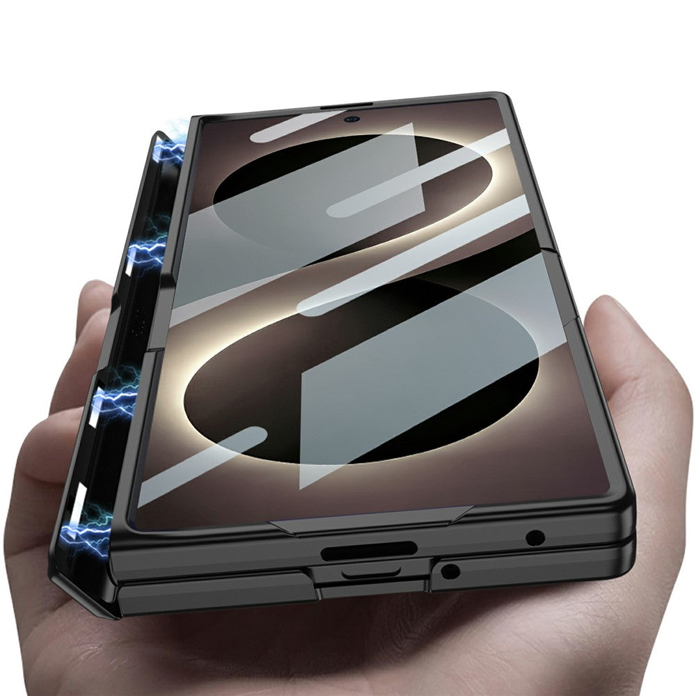 Samsung Z Fold8 Ultra GKK Hard PC Matte Kickstand Case, Inbuilt Front Glass with Magnetic Hinge Protection - Black