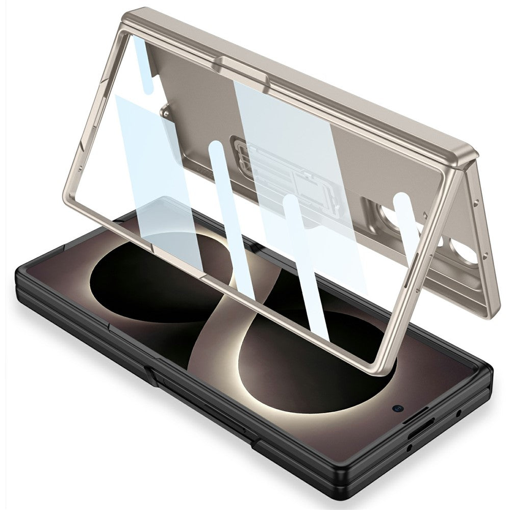 Samsung Z Fold8 Ultra GKK Hard PC Matte Kickstand Case, Inbuilt Front Glass with Magnetic Hinge Protection - Titanium
