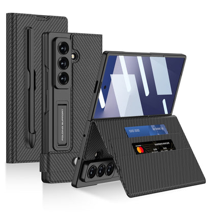 Samsung Z Fold8 Ultra GKK Leather Flip Case, Card Slot, Inbuild Front Glass, Kickstand and S-pen Slot - Black