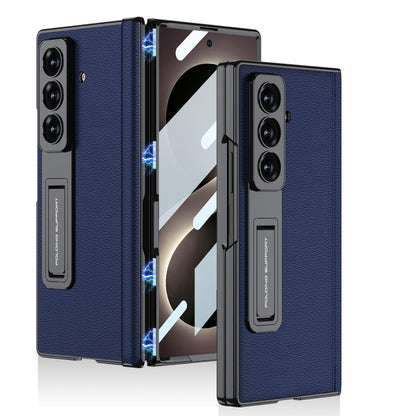 Samsung Z Fold8 Ultra GKK Luxury Platinum Series Leather Cover with Kickstand and inbuilt Front Glass - Blue