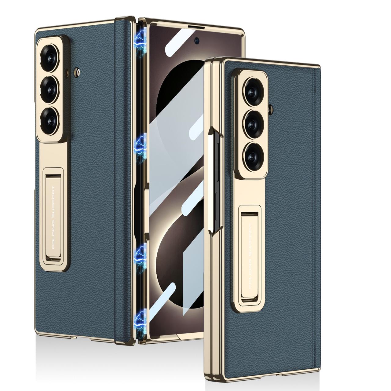 Samsung Z Fold8 Ultra GKK Luxury Platinum Series Leather Cover with Kickstand and inbuilt Front Glass - Green