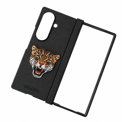 Samsung Z Fold8 Ultra Original Santa Barbara Polo Requite Club Leather Case Savana Series with Hinge Protection Cover - Leopard