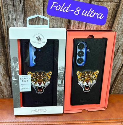 Samsung Z Fold8 Ultra Original Santa Barbara Polo Requite Club Leather Case Savana Series with Hinge Protection Cover - Leopard