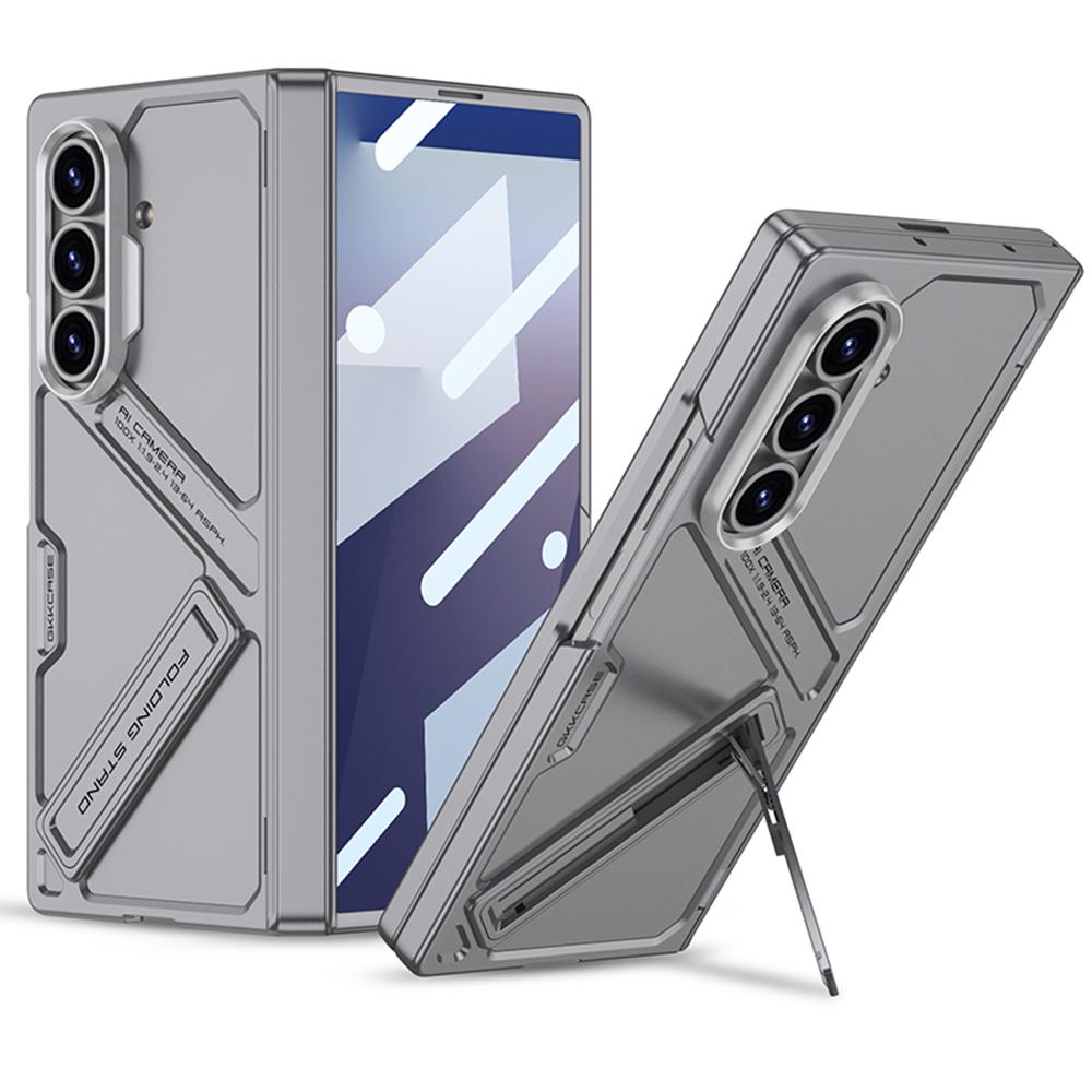 Samsung Z Fold8 Ultra GKk Hard PC Integrated Kickstand Case Inbuilt Front Glass with Hinge Protection - Grey