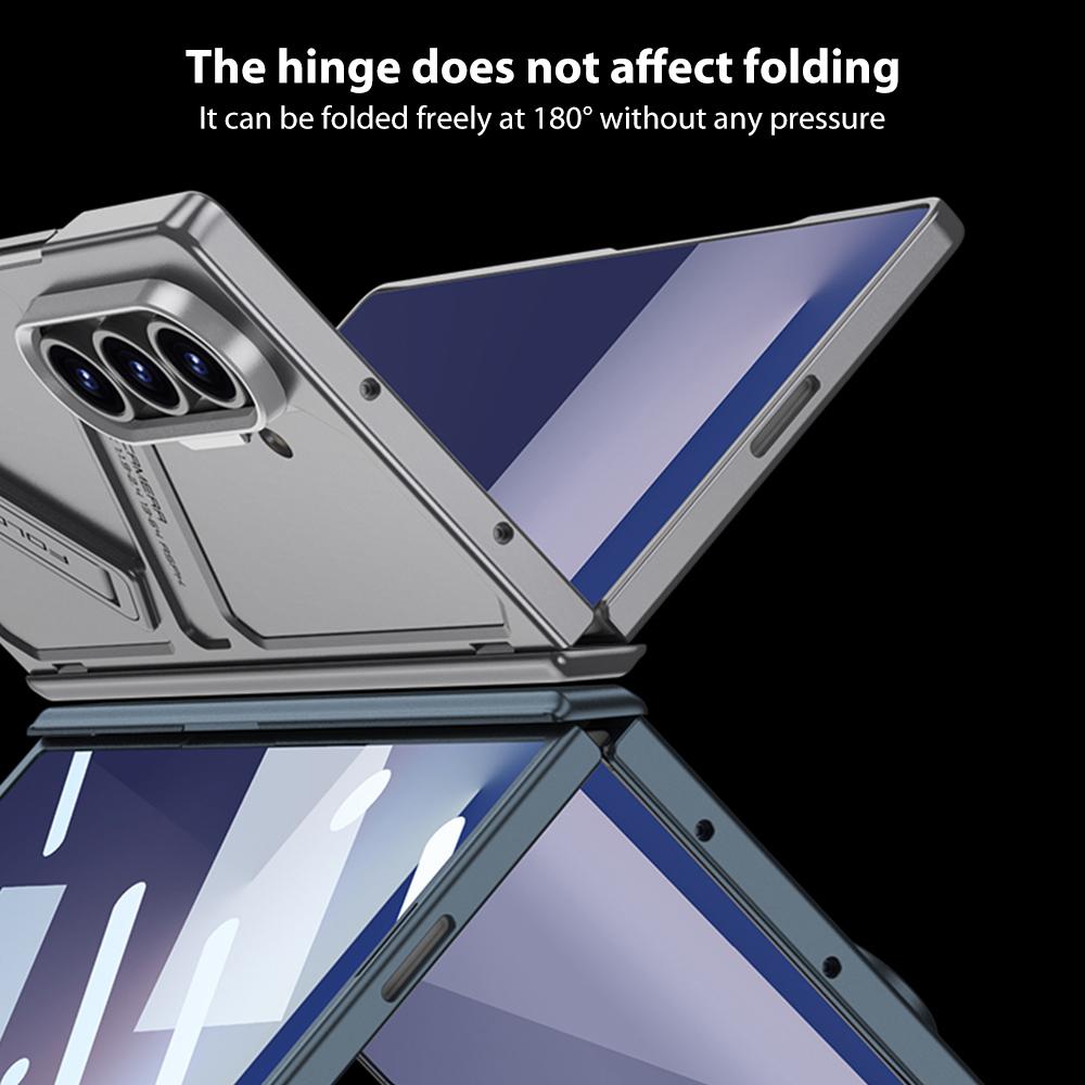 Samsung Z Fold8 Ultra GKk Hard PC Integrated Kickstand Case Inbuilt Front Glass with Hinge Protection - Titanium