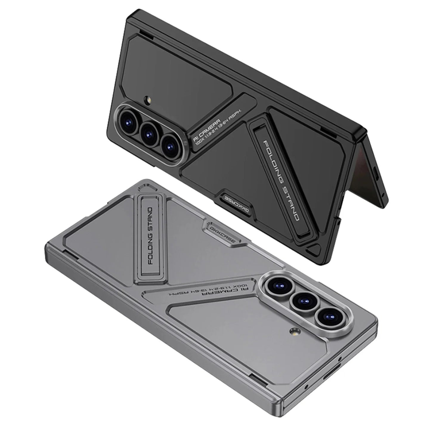 Samsung Z Fold8 Ultra GKk Hard PC Integrated Kickstand Case Inbuilt Front Glass with Hinge Protection - Black