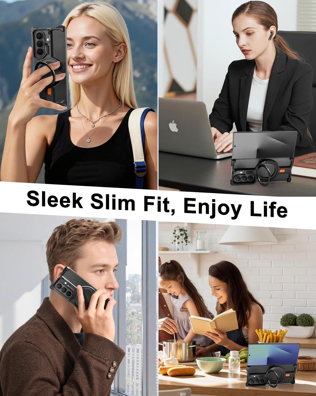 Samsung Z Fold8 Ultra Metal Case, Frameless T Shape Aluminum Alloy 360° Magnetic Rotating Ring with Magsafe - Black