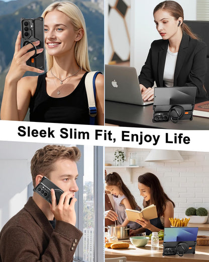 Samsung Z Fold8 Ultra Metal Case, Frameless T Shape Aluminum Alloy 360° Magnetic Rotating Ring with Magsafe - Black