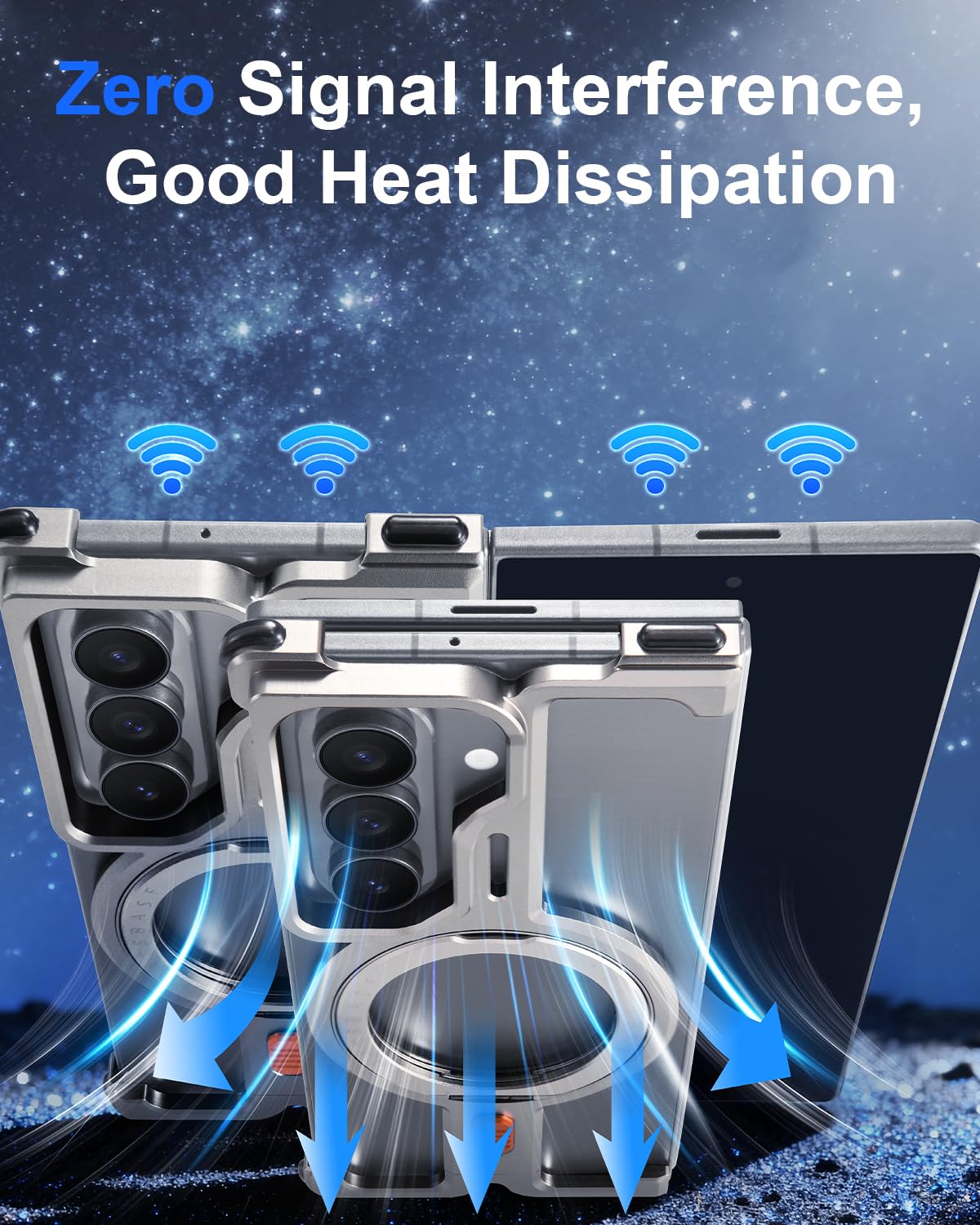 Samsung Z Fold8 Ultra Metal Case, Frameless T Shape Aluminum Alloy 360 ° Magnetic Rotating Ring with Magsafe - Titanium