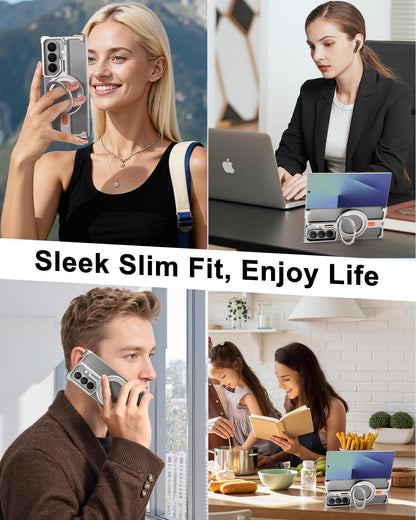 Samsung Z Fold8 Ultra Metal Case, Frameless T Shape Aluminum Alloy 360 ° Magnetic Rotating Ring with Magsafe - Titanium