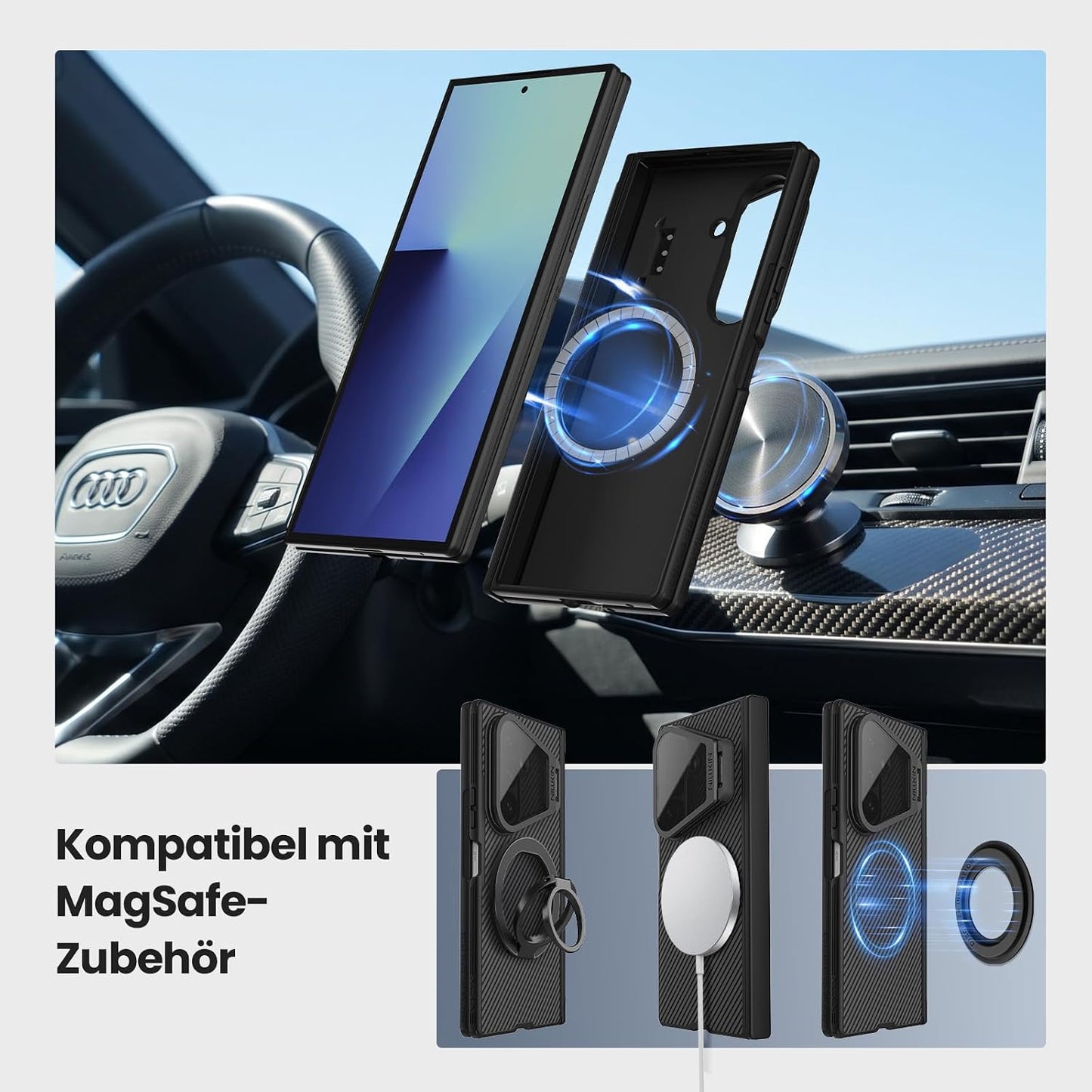Samsung Z Fold8 Ultra Nillkin Case, CamShield Prop Series Metal Camera Kickstand with Hinge Protection & Magsafe
