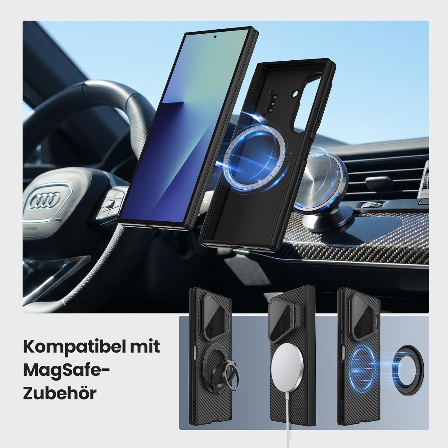 Samsung Z Fold8 Ultra Nillkin Case, CamShield Prop Series Metal Camera Kickstand with Hinge Protection & Magsafe