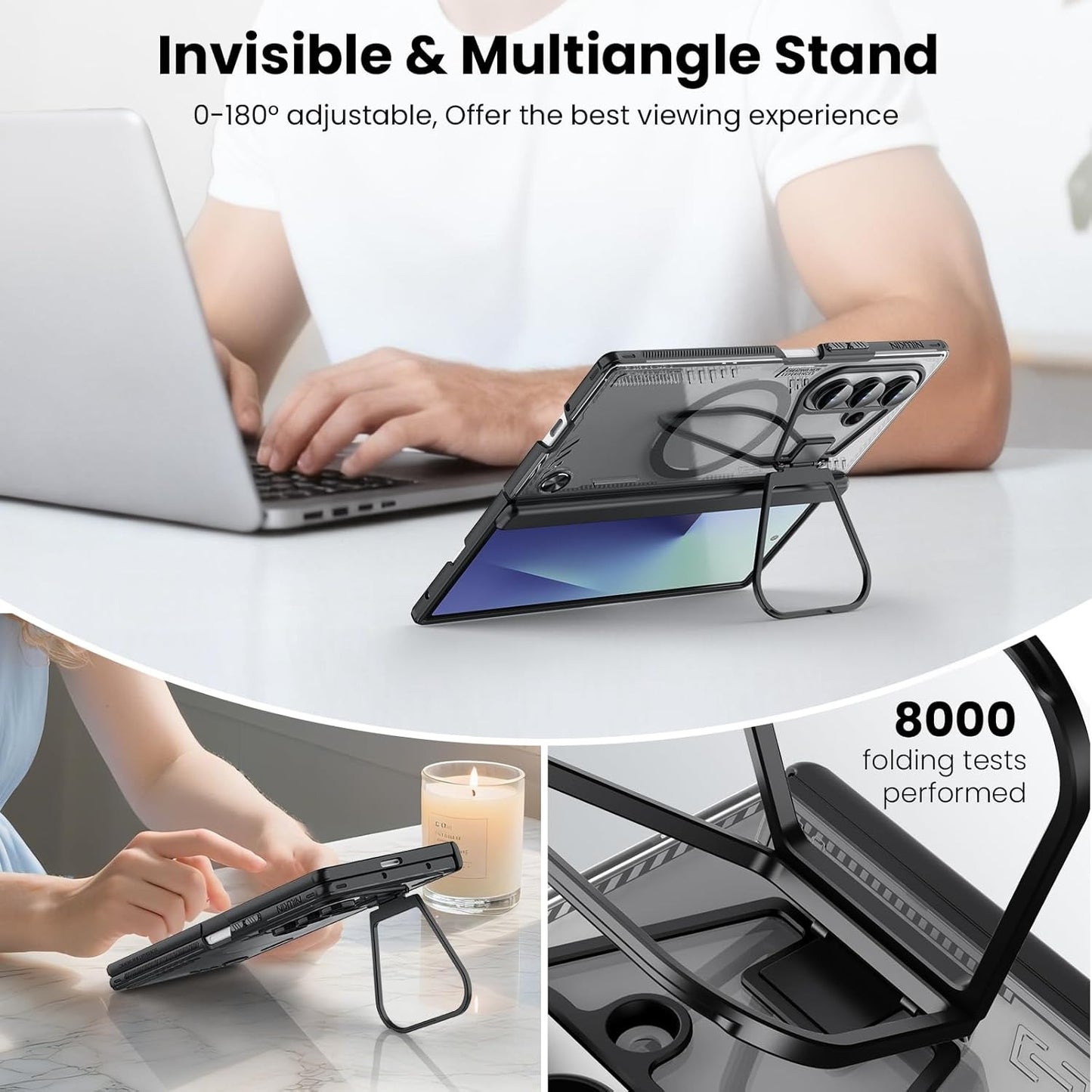 Samsung Z Fold8 Ultra Nillkin ICE-BLADE Series Corner Air Bags + Aluminum Camera Protect Stand Case with Magsafe