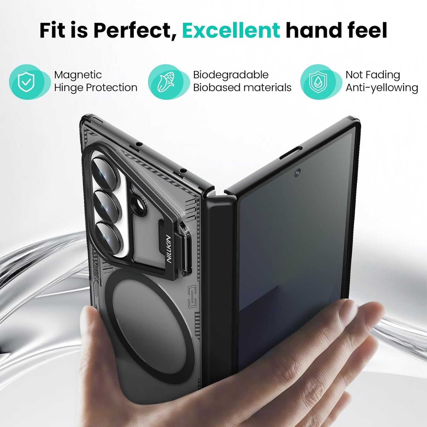Samsung Z Fold8 Ultra Nillkin ICE-BLADE Series Corner Air Bags + Aluminum Camera Protect Stand Case with Magsafe