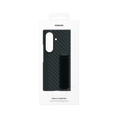 Samsung Z Fold8 Ultra Carbon Standing Case, 0.8mm Slim Carbon Fiber Cover with Magsafe and Kickstand - Black