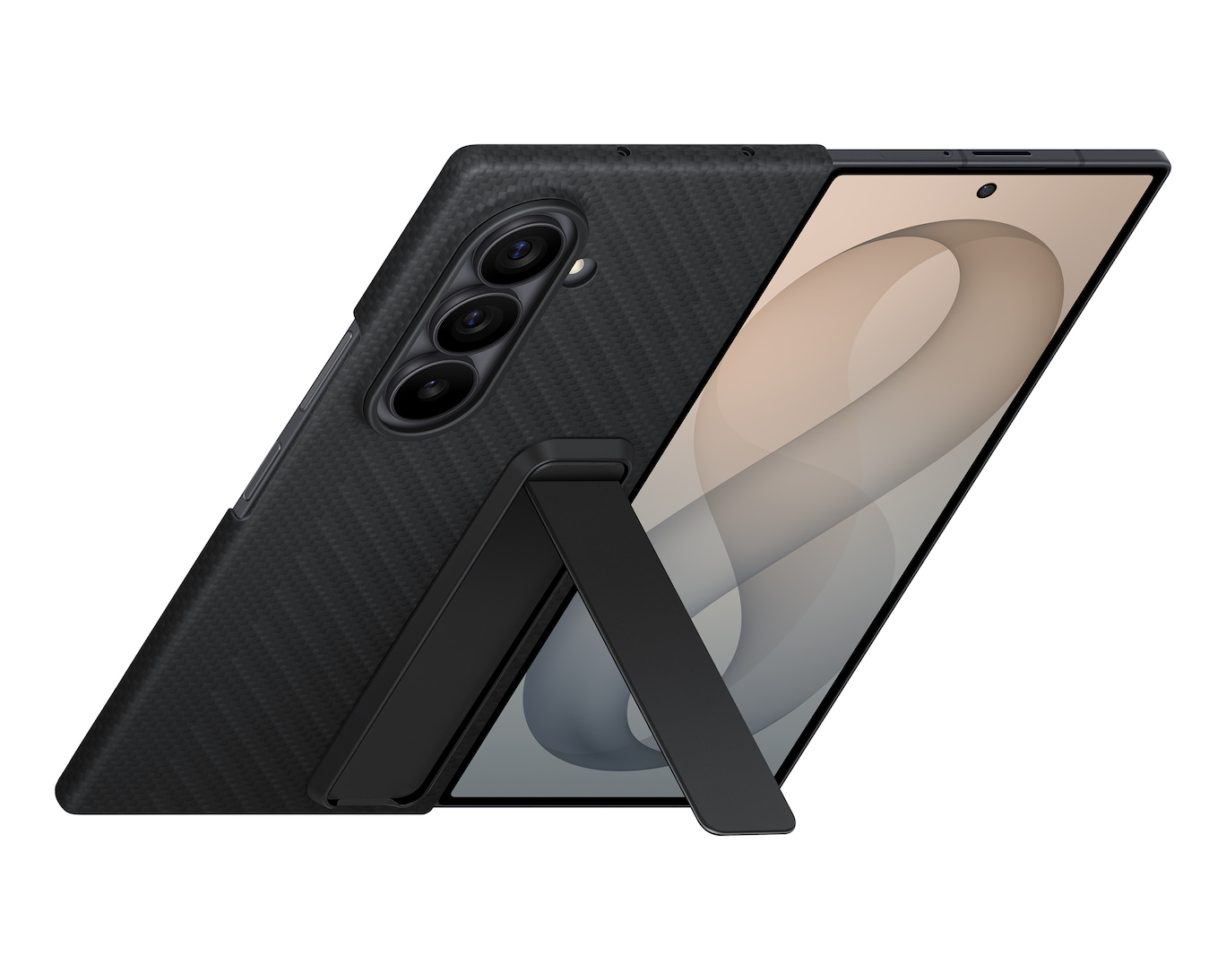 Samsung Z Fold8 Ultra Carbon Standing Case, 0.8mm Slim Carbon Fiber Cover with Magsafe and Kickstand - Black