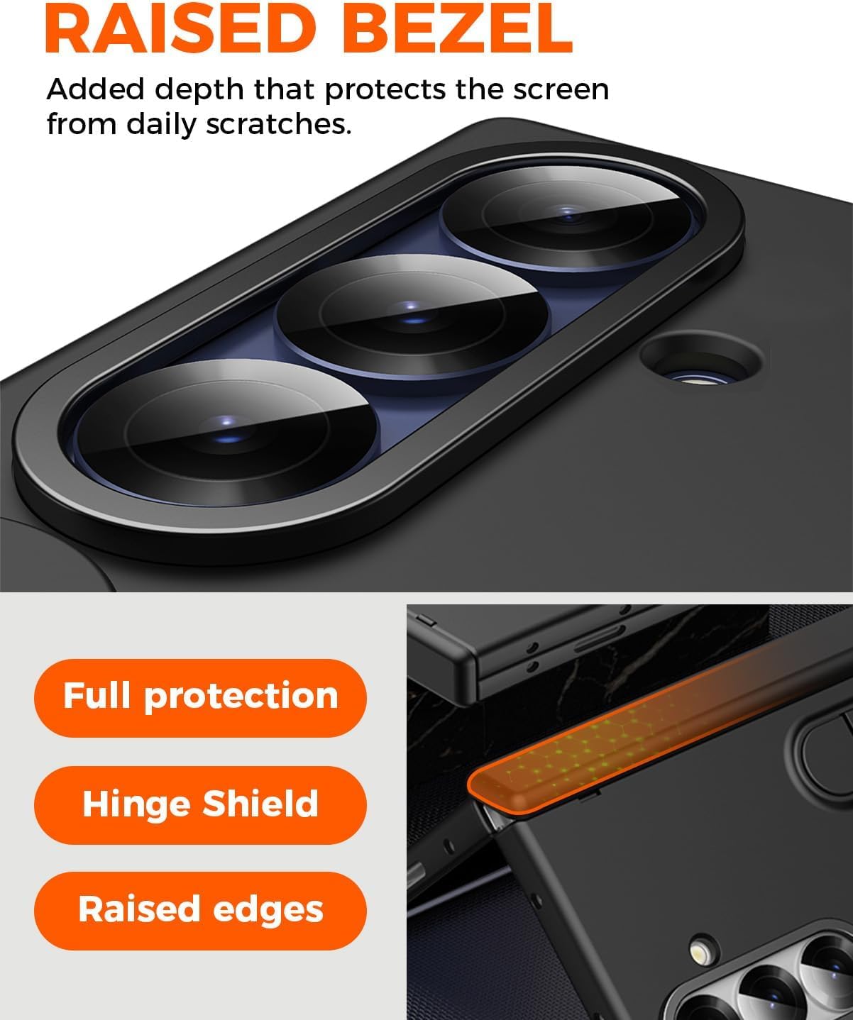 Samsung Z Fold8 Ultra Silicon Skin Feel Band Strip & Kickstand Case with Hinge Protection - Black