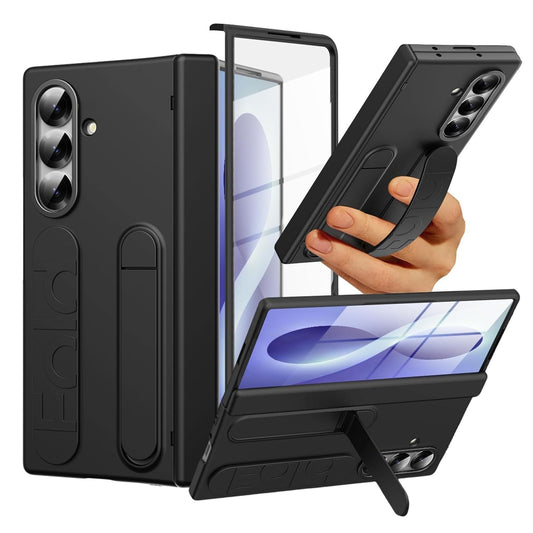 Samsung Z Fold8 Ultra Silicon Skin Feel Band Strip & Kickstand Case with Hinge Protection - Black