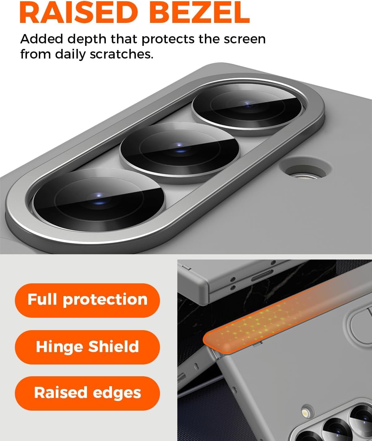 Samsung Z Fold8 Ultra Silicon Skin Feel Band Strip & Kickstand Case with Hinge Protection - Grey