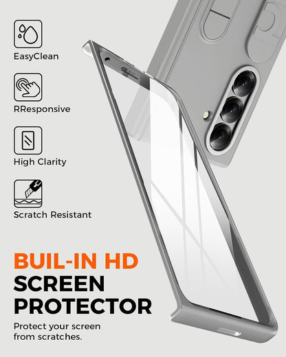 Samsung Z Fold8 Ultra Silicon Skin Feel Band Strip & Kickstand Case with Hinge Protection - Grey