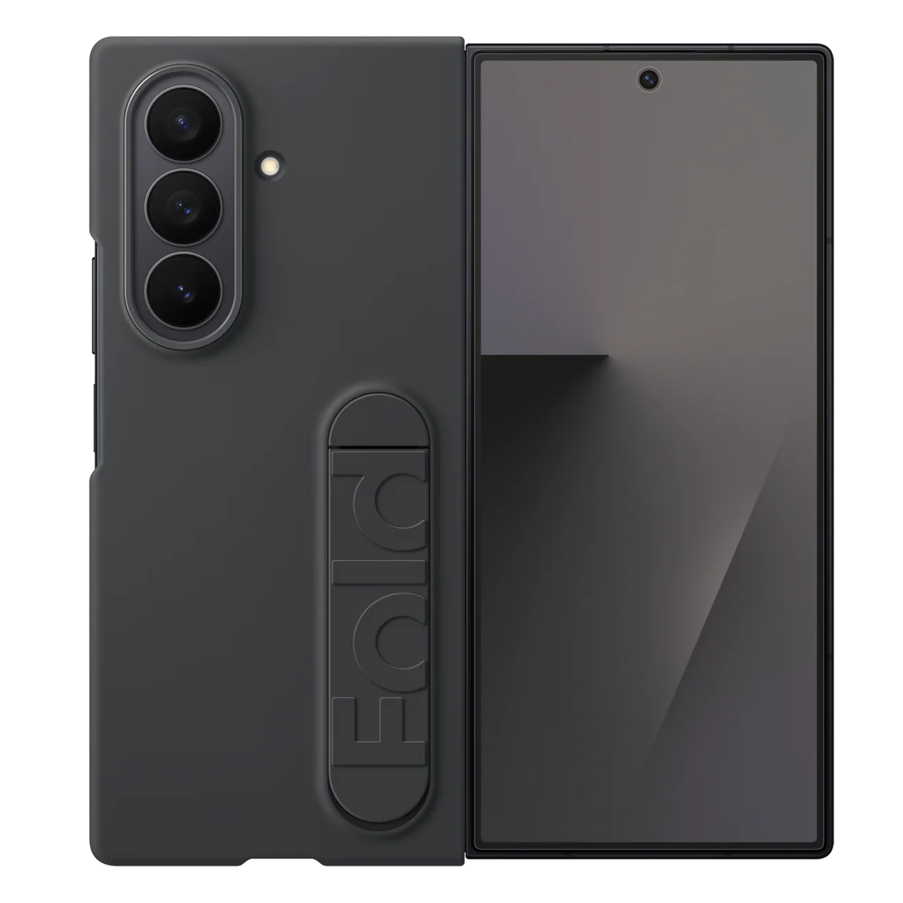 Samsung Fold8 Ultra Silicon Case Kickstand with Logo - Black