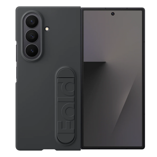 Samsung Fold8 Ultra Silicon Case Kickstand with Logo - Black