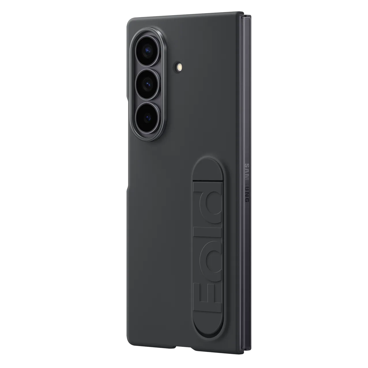 Samsung Fold8 Ultra Silicon Case Kickstand with Logo - Black