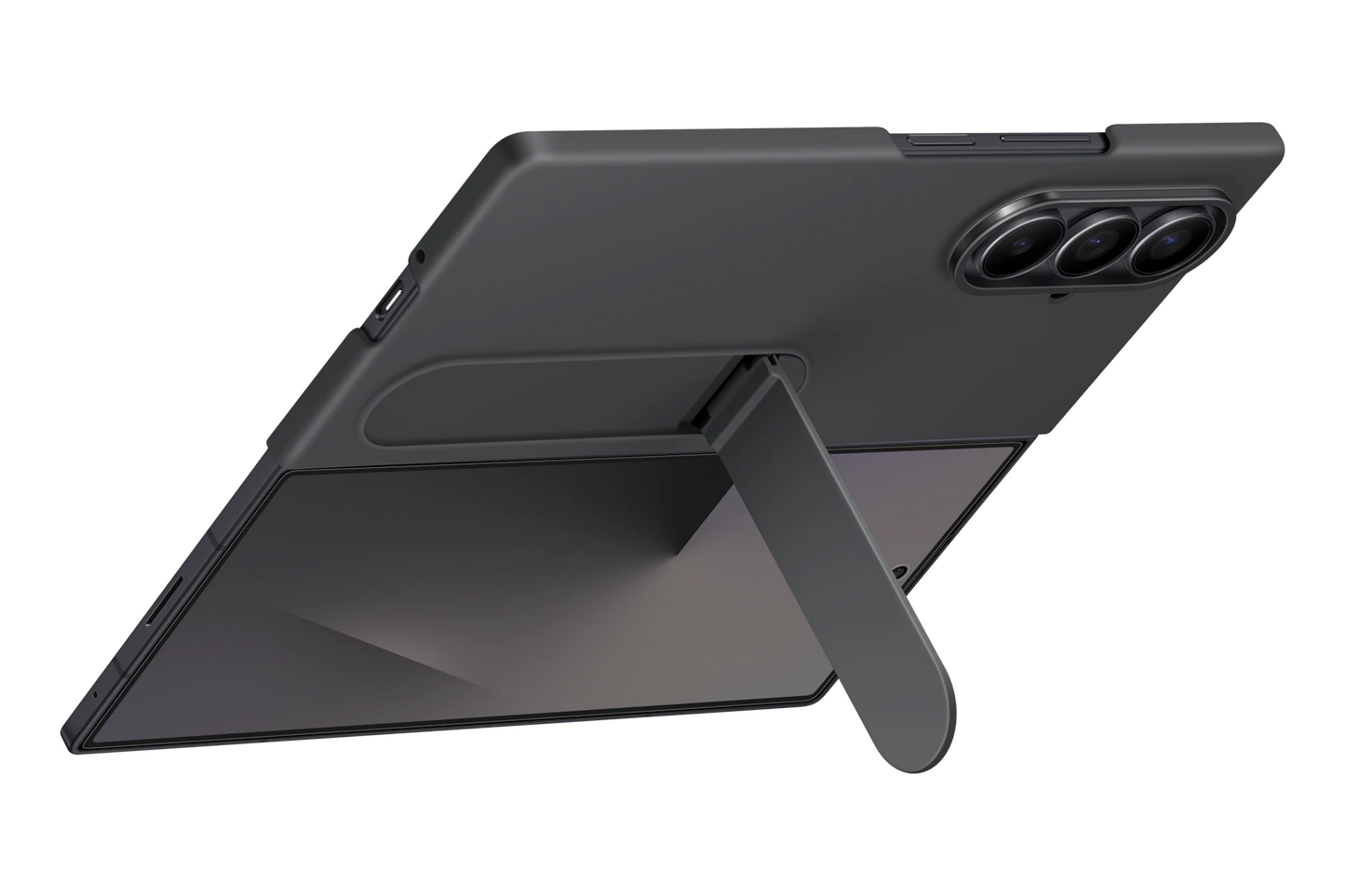 Samsung Fold8 Ultra Silicon Case Kickstand with Logo - Black