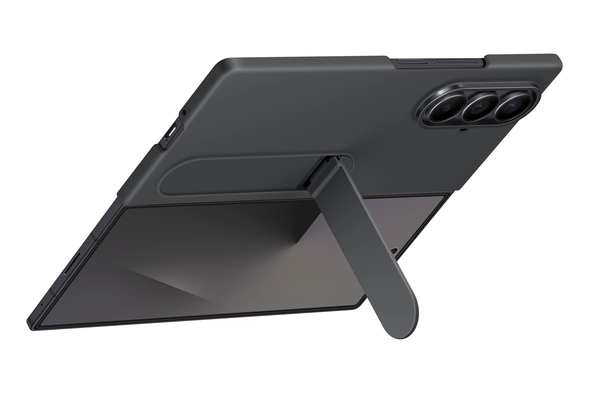 Samsung Fold8 Ultra Silicon Case Kickstand with Logo - Black