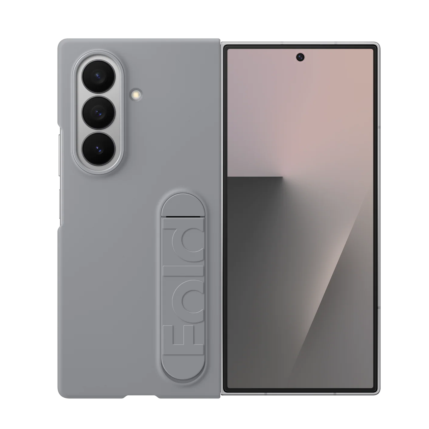 Samsung Fold8 Ultra Silicon Case Kickstand with Logo - Light Grey