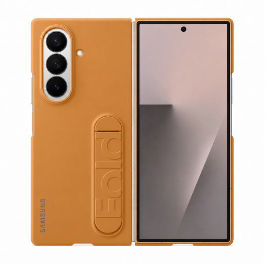 Samsung Fold8 Ultra Silicon Case Kickstand with Logo - Golden Brown