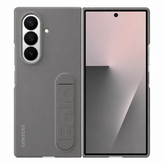Samsung Fold8 Ultra Silicon Case Kickstand with Logo - Dark Grey