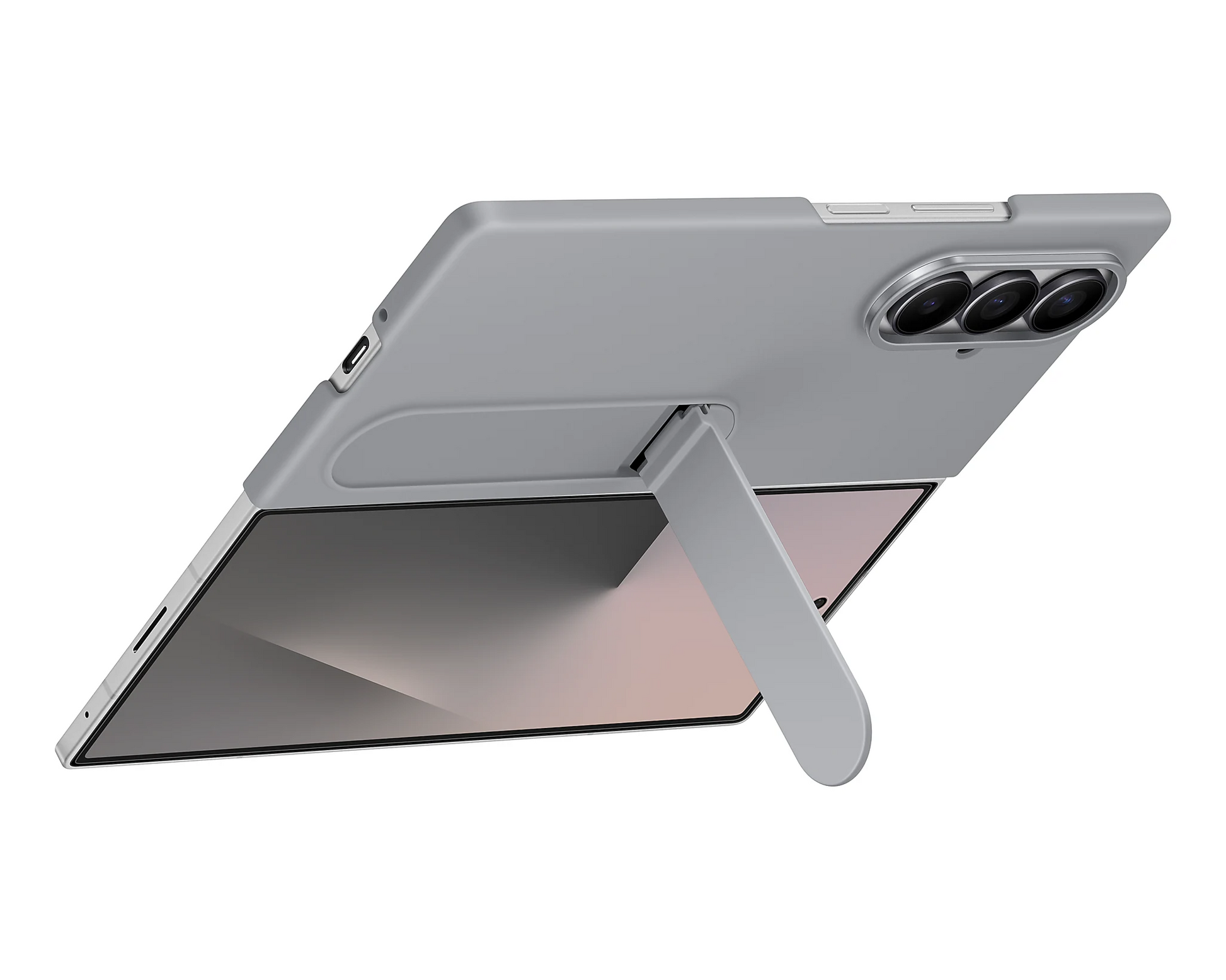 Samsung Fold8 Ultra Silicon Case Kickstand with Logo - Dark Grey