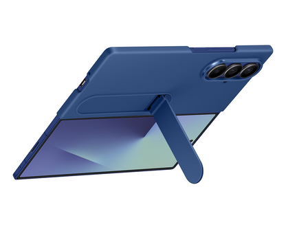 Samsung Fold8 Ultra Silicon Case Kickstand with Logo - Blue