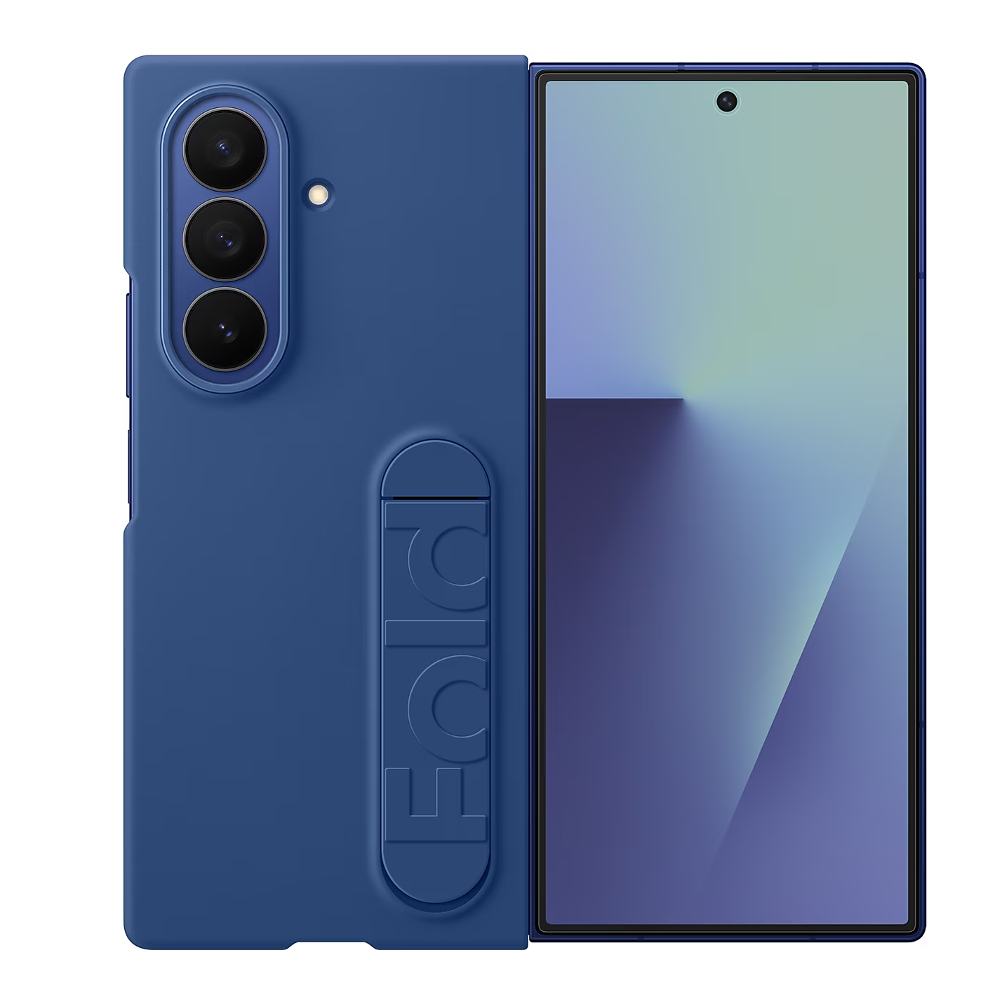 Samsung Fold8 Ultra Silicon Case Kickstand with Logo - Blue